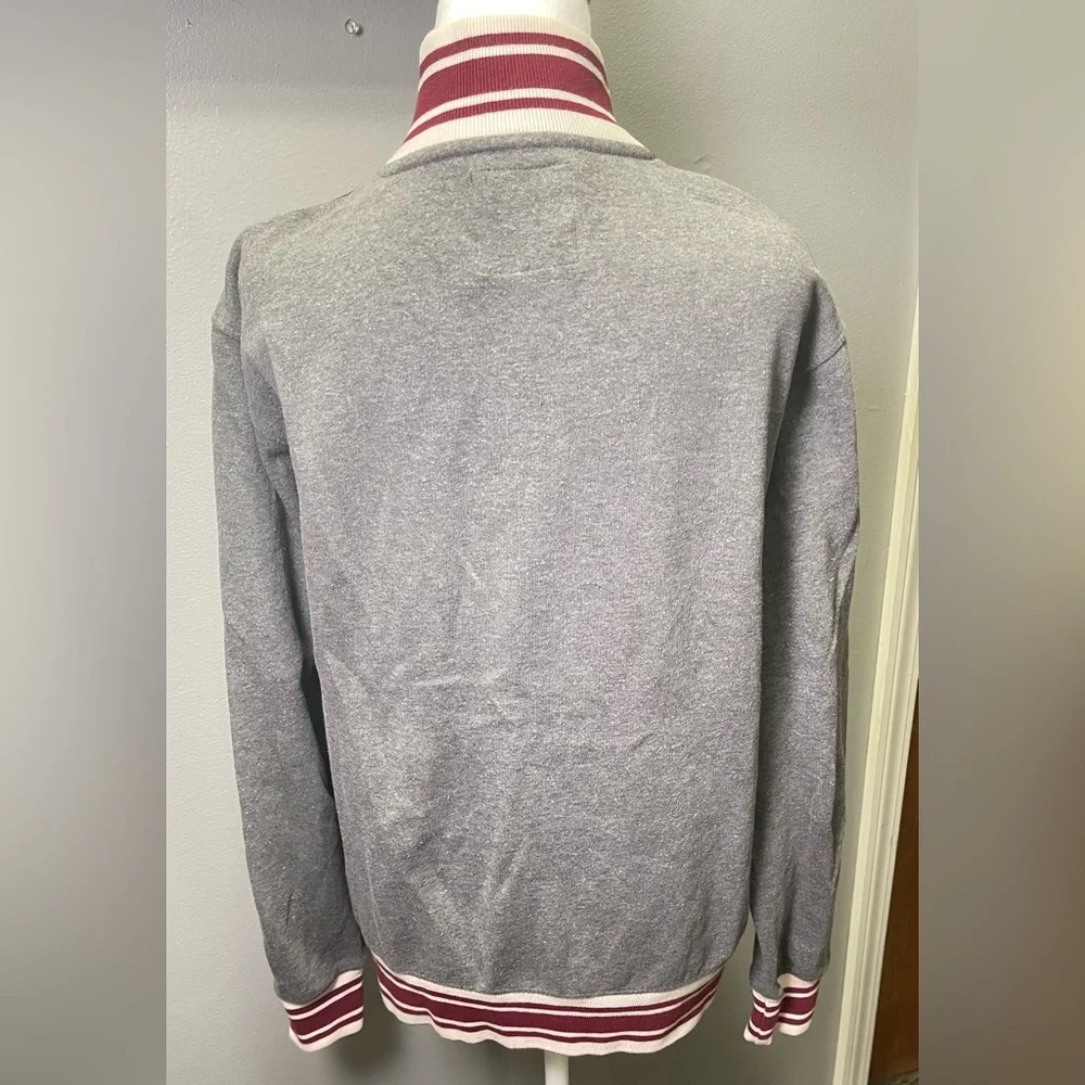 Polo Ralph Lauren Men's Vintage Mock Neck Track Jacket Gray Burgundy Size Medium